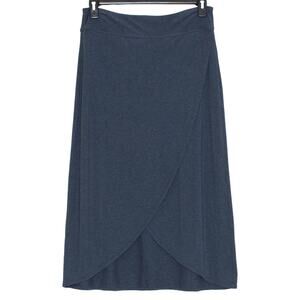 Athleta Skirt Midi Blue M Pull On Stretch Tulip Wrap Athleisure Minimalist Yoga
